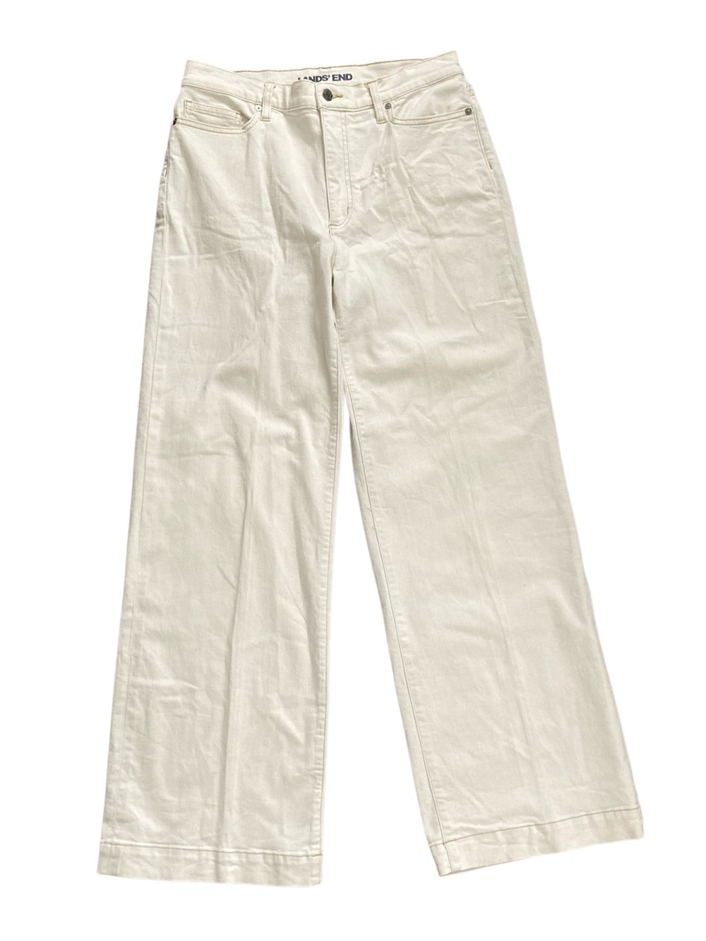 Lands’ End High Rise Wide Leg Jeans Women’s 12 Off White Ivory
